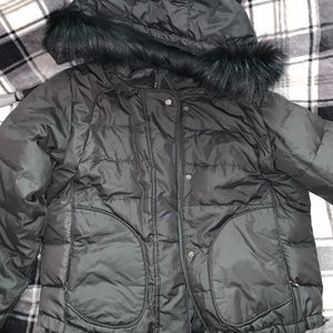 black puffy coat